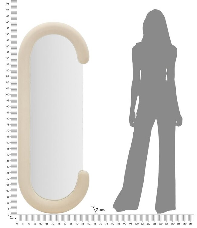 Mauro Ferretti WANDSPIEGEL CHANTAL CRÈME FLUWEEL CM 60X7X160