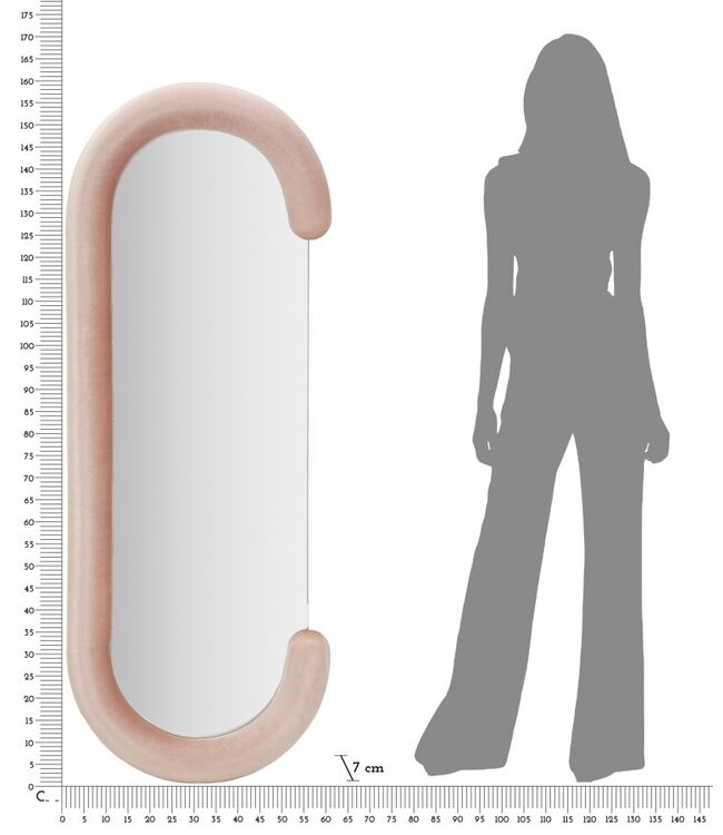 Mauro Ferretti WANDSPIEGEL CHANTAL ROZE FLUWEEL CM 60X7X160