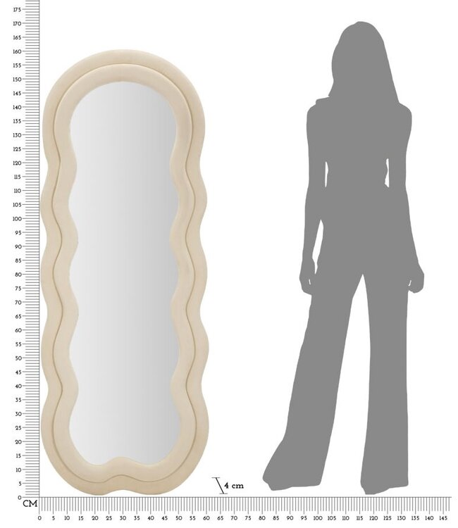 Mauro Ferretti WANDSPIEGEL MIKI CRÈME FLUWEEL CM 60X4X160