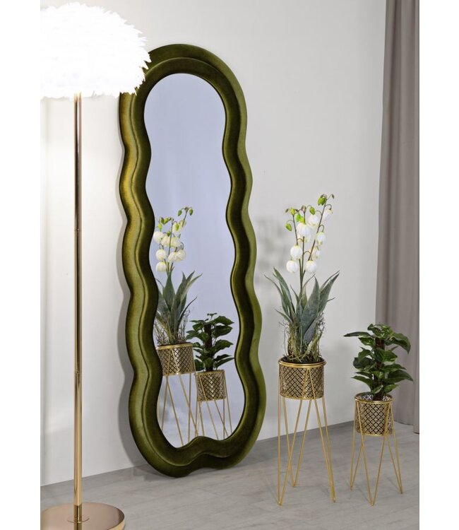 Mauro Ferretti WANDSPIEGEL MIKI GROEN FLUWEEL CM 60X4X160