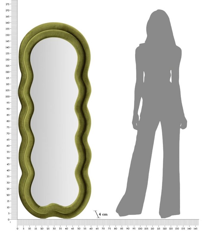 Mauro Ferretti WANDSPIEGEL MIKI GROEN FLUWEEL CM 60X4X160