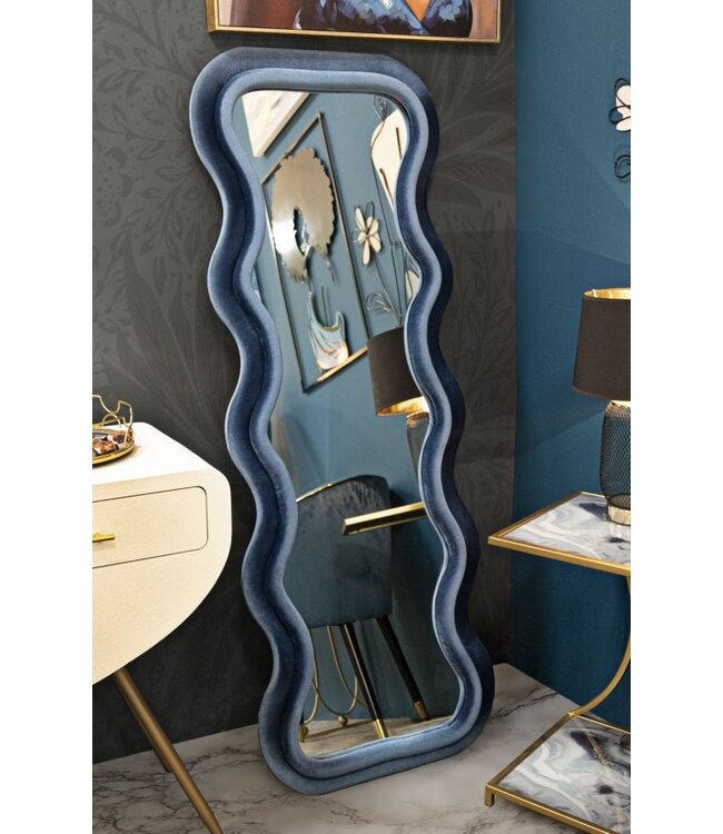 Mauro Ferretti WANDSPIEGEL EMILY BLAUW FLUWEEL CM 60X6X160