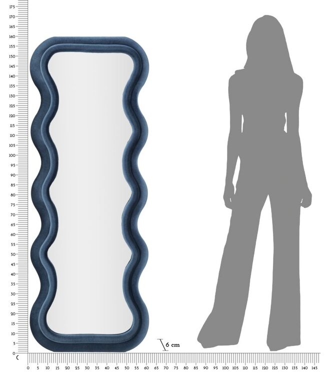 Mauro Ferretti WANDSPIEGEL EMILY BLAUW FLUWEEL CM 60X6X160