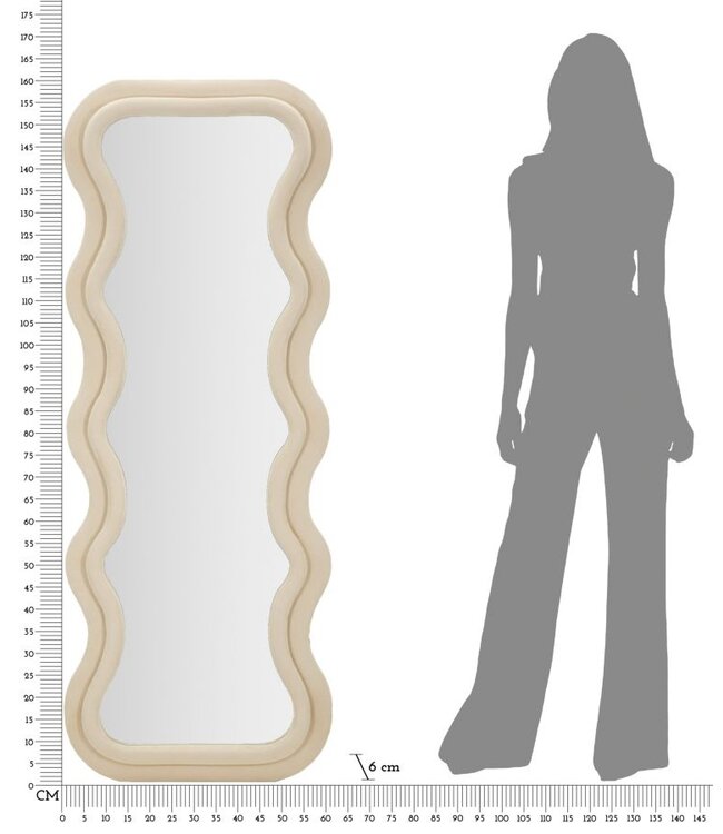 Mauro Ferretti WANDSPIEGEL EMILY CRÈME FLUWEEL CM 60X6X160