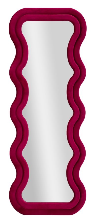 WANDSPIEGEL EMILY VELVET FUCHSIA CM 60X6X160 ( AFMETING BINNENSPIEGEL CM 42X144) afbeelding