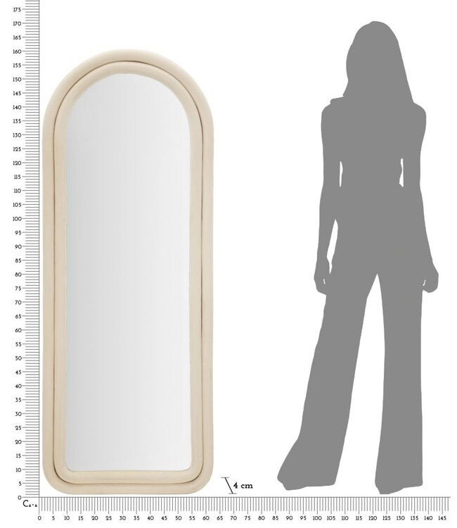 Mauro Ferretti WANDSPIEGEL CLOE CRÈME FLUWEEL CM 60X4X160