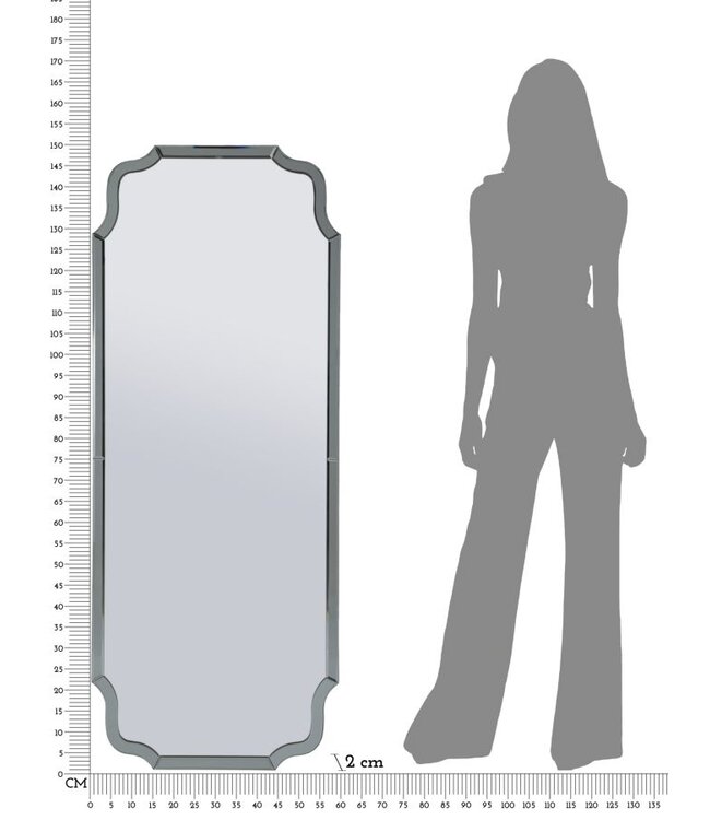 Mauro Ferretti WANDSPIEGEL ISTANBUL GRIJS CM 60X2X150 ( BINNENSPIEGEL AFMETING CM 54X143,5)