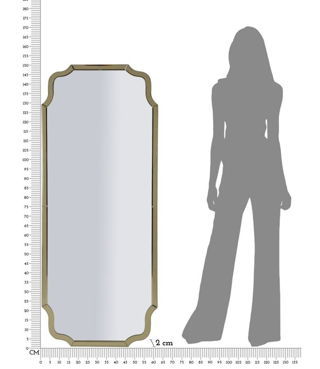 Mauro Ferretti WANDSPIEGEL ISTANBUL GOUD CM 60X2X150 ( BINNENSPIEGEL AFMETING CM 54X143,5)