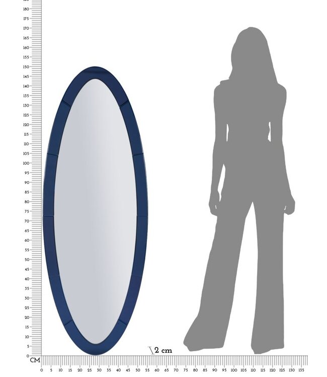 Mauro Ferretti OSLO BLAUWE WANDSPIEGEL CM 55X2X150 ( BINNENSPIEGEL AFMETING 42,5X137,5)