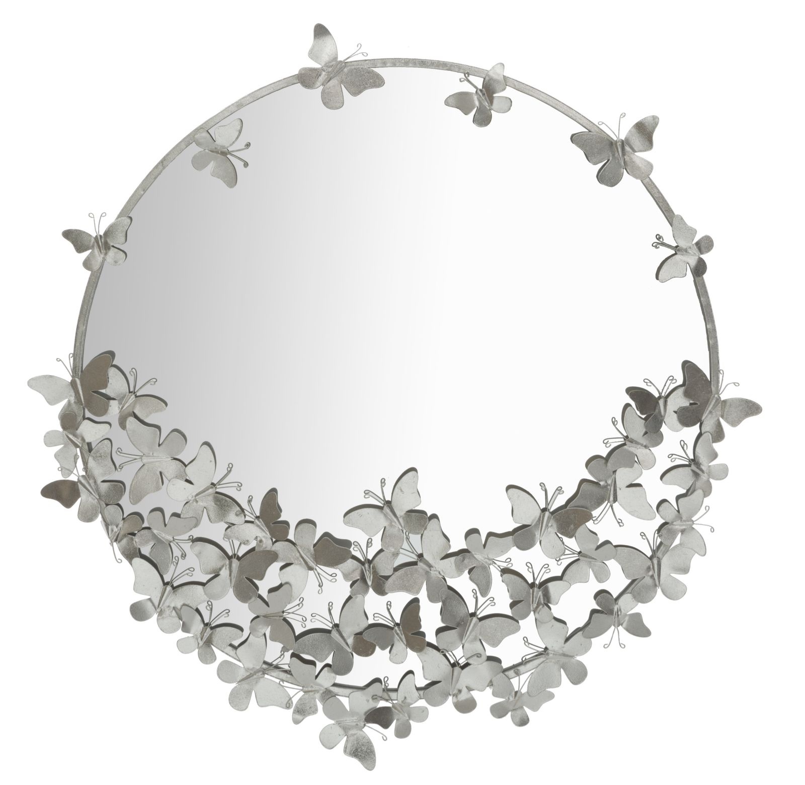 WANDSPIEGEL VLINDER ROND ZILVER Ø 91X3X94 afbeelding