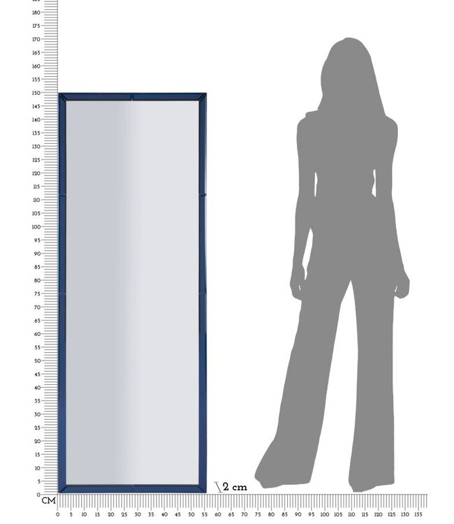 Mauro Ferretti BERLIJN BLAUWE WANDSPIEGEL CM 55X2X150 ( BINNENSPIEGEL AFMETING 49X143,5)