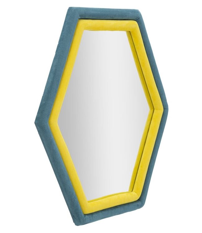 Mauro Ferretti WANDSPIEGEL TONY BLAUW/GEEL FLUWEEL CM 75X4X80