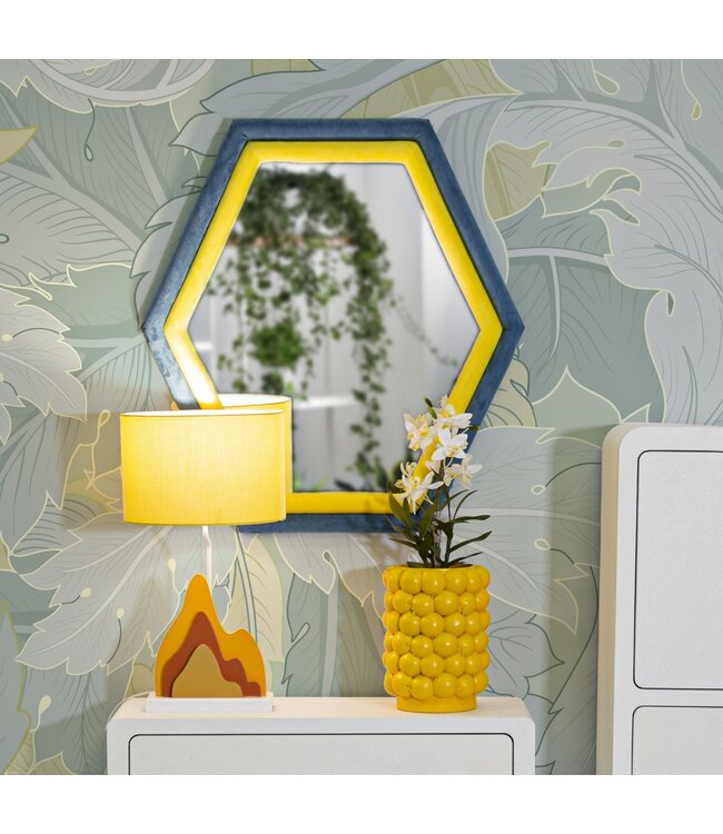 Mauro Ferretti WANDSPIEGEL TONY BLAUW/GEEL FLUWEEL CM 75X4X80