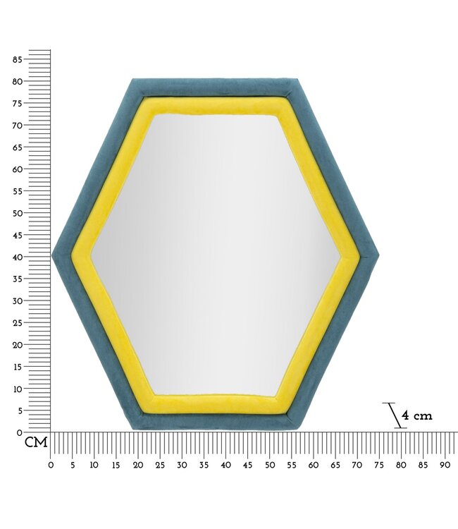 Mauro Ferretti WANDSPIEGEL TONY BLAUW/GEEL FLUWEEL CM 75X4X80