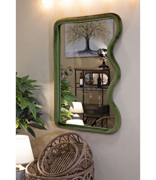 Mauro Ferretti WANDSPIEGEL TOD GROEN FLUWEEL CM 60X4X90