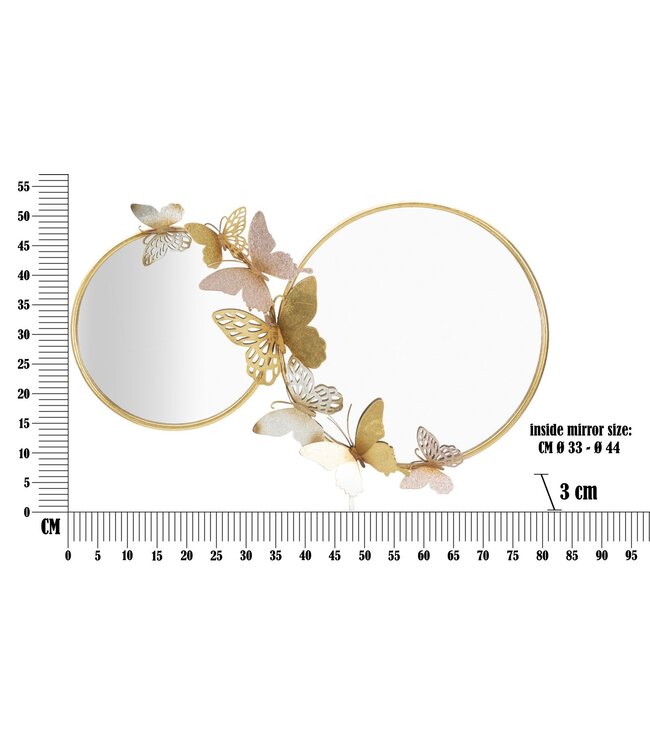 Mauro Ferretti WANDSPIEGEL DUBBEL FARFALLE ROZE CM 81X3X52,5