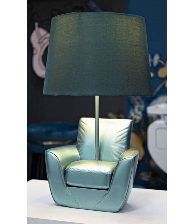 Mauro Ferretti TAFELLAMP MIDDEN EEUW <br />
TURQUOISE CM Ø 26X43