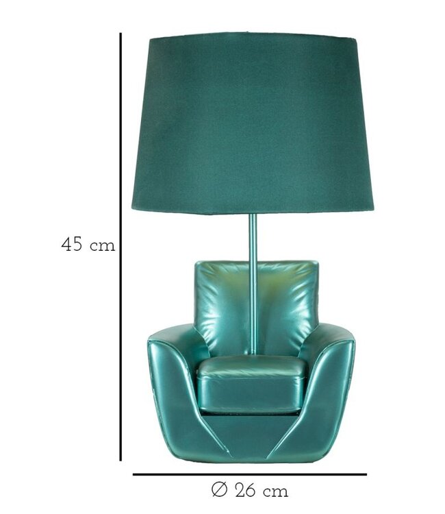 Mauro Ferretti TAFELLAMP MIDDEN EEUW <br />
TURQUOISE CM Ø 26X43