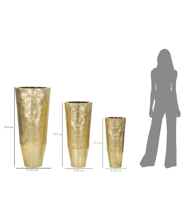 Mauro Ferretti VAASHOUDER GOLDELY SET 3 STUKS CM Ø 50,8X114,9-40X92,7-29,8X70,5