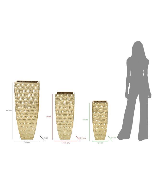 Mauro Ferretti VAASHOUDER GLODY SET 3 STUKS CM 38X38X94-30,5X30,5X76-<br />
23x23x63