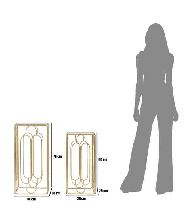 Mauro Ferretti PLANTENHOUDER ARTY SET 2 STUKS CM <br />
34X34X70-29X29X60