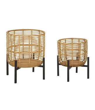 Mauro Ferretti ROTAN VAASHOUDER SET 2 STUKS CM Ø 41X47-33X39