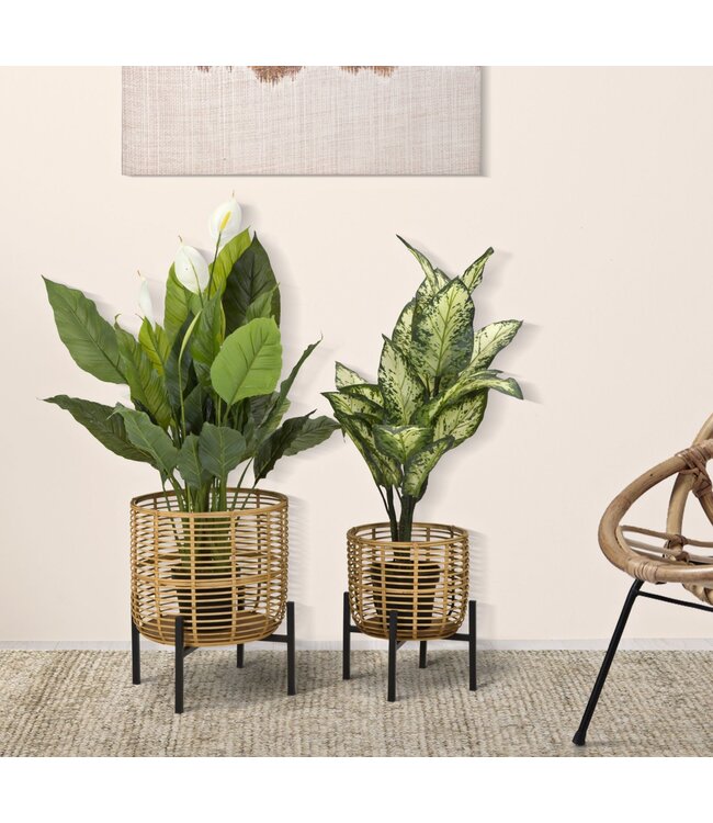 Mauro Ferretti ROTAN VAASHOUDER SET 2 STUKS CM Ø 41X47-33X39