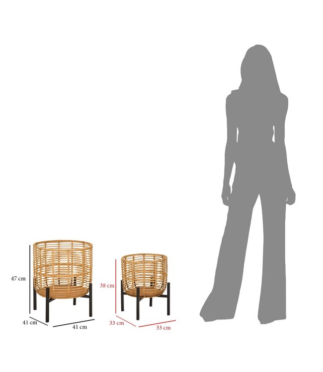 Mauro Ferretti ROTAN VAASHOUDER SET 2 STUKS CM Ø 41X47-33X39