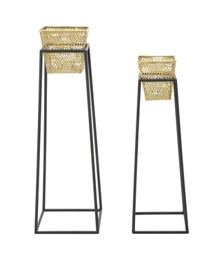 Mauro Ferretti VAAS OUDERE VIERKANTE SET 2 STUKS CM Ø 23X70-20X60