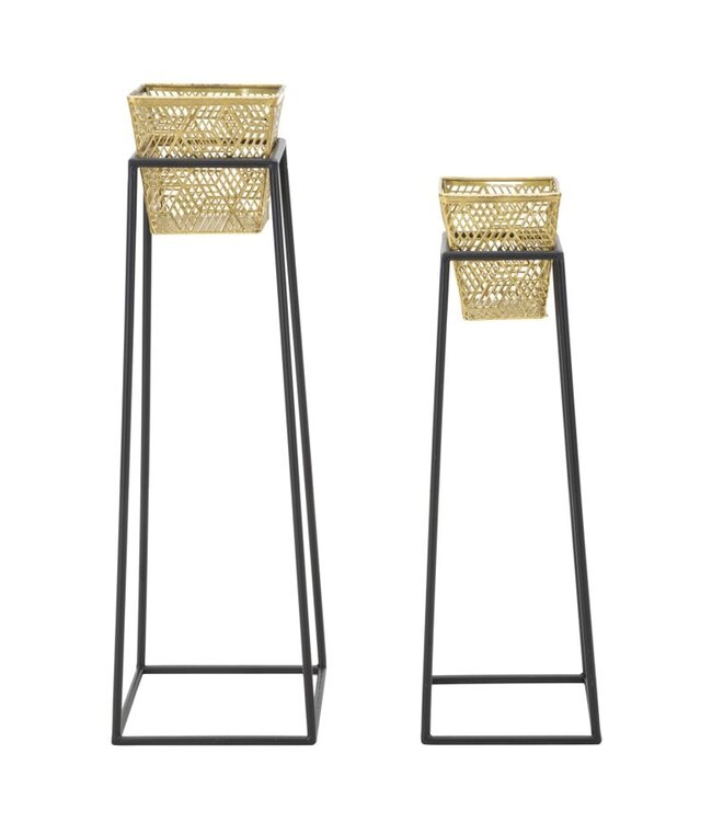 Mauro Ferretti VAAS OUDERE VIERKANTE SET 2 STUKS CM Ø 23X70-20X60