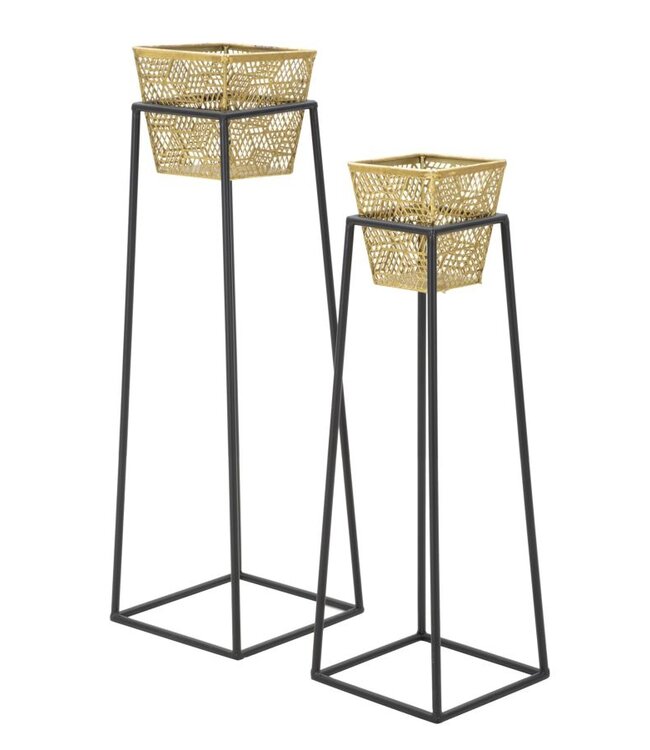 Mauro Ferretti VAAS OUDERE VIERKANTE SET 2 STUKS CM Ø 23X70-20X60