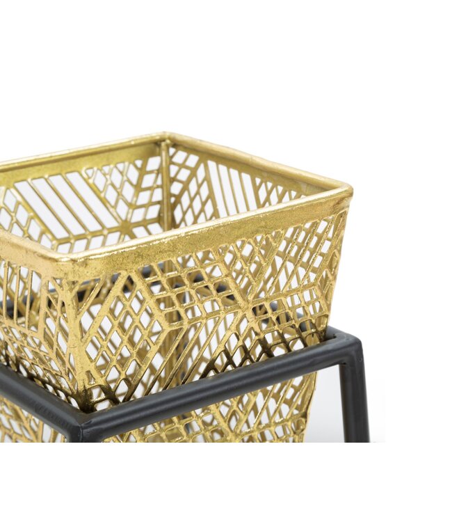 Mauro Ferretti VAAS OUDERE VIERKANTE SET 2 STUKS CM Ø 23X70-20X60