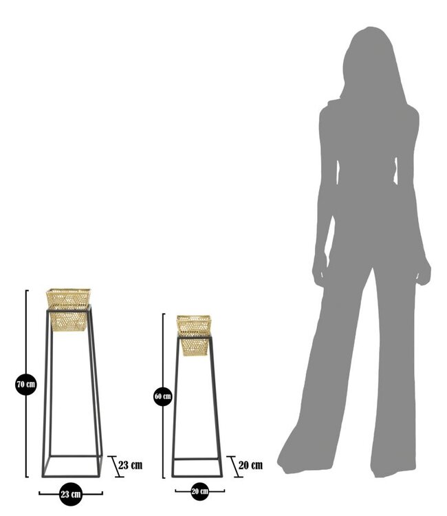 Mauro Ferretti VAAS OUDERE VIERKANTE SET 2 STUKS CM Ø 23X70-20X60