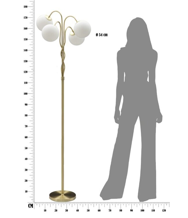 Mauro Ferretti VLOERLAMP GLIMÉ 4 LICHT CM Ø 54X176