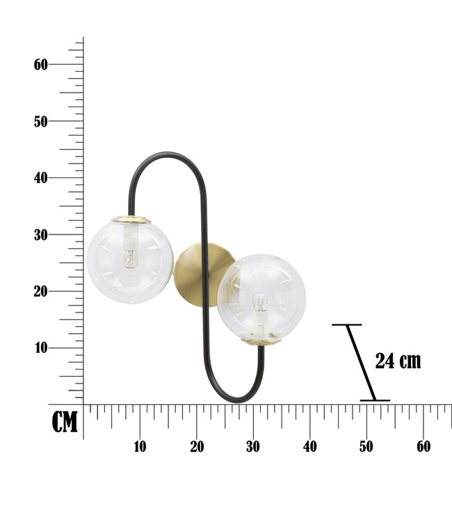Mauro Ferretti WANDLAMP IJZER ZWART CM 36x24x45