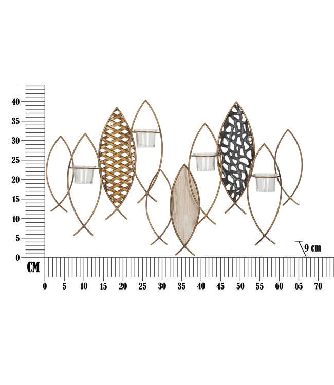 Mauro Ferretti VIS MUUR KANDELAAR CM 66X9X40,5