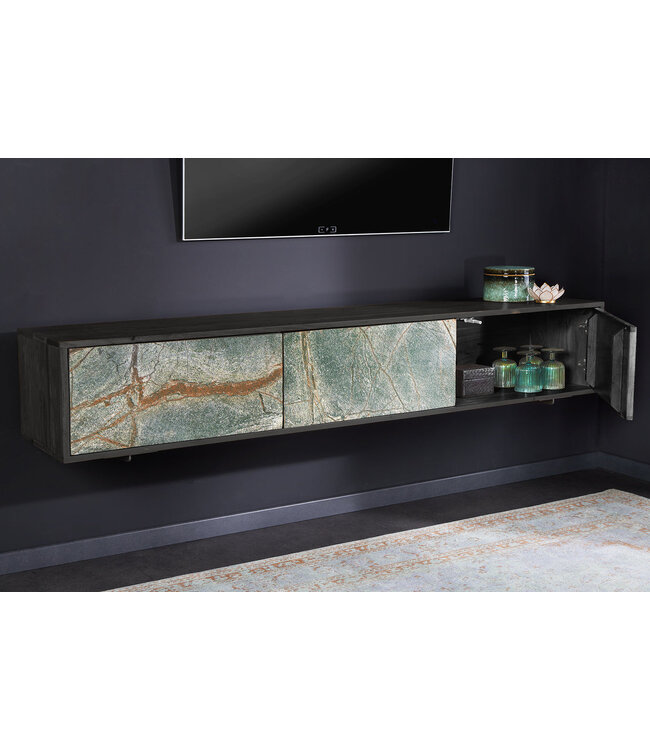 Invicta Interior Massief houten TV-lowboard MOUNTAIN SOUL 160cm hangend echt natuursteen acacia - 43482