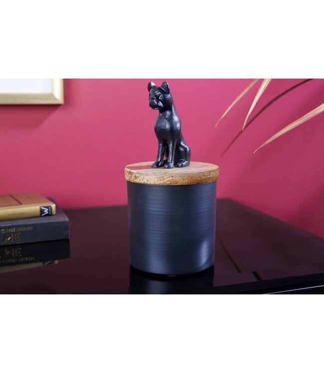 Invicta Interior Design Tin PANTHER 20cm Zwart Natuurlijk Mango Hout Panter Beeldje Metalen Decoratie - 43949