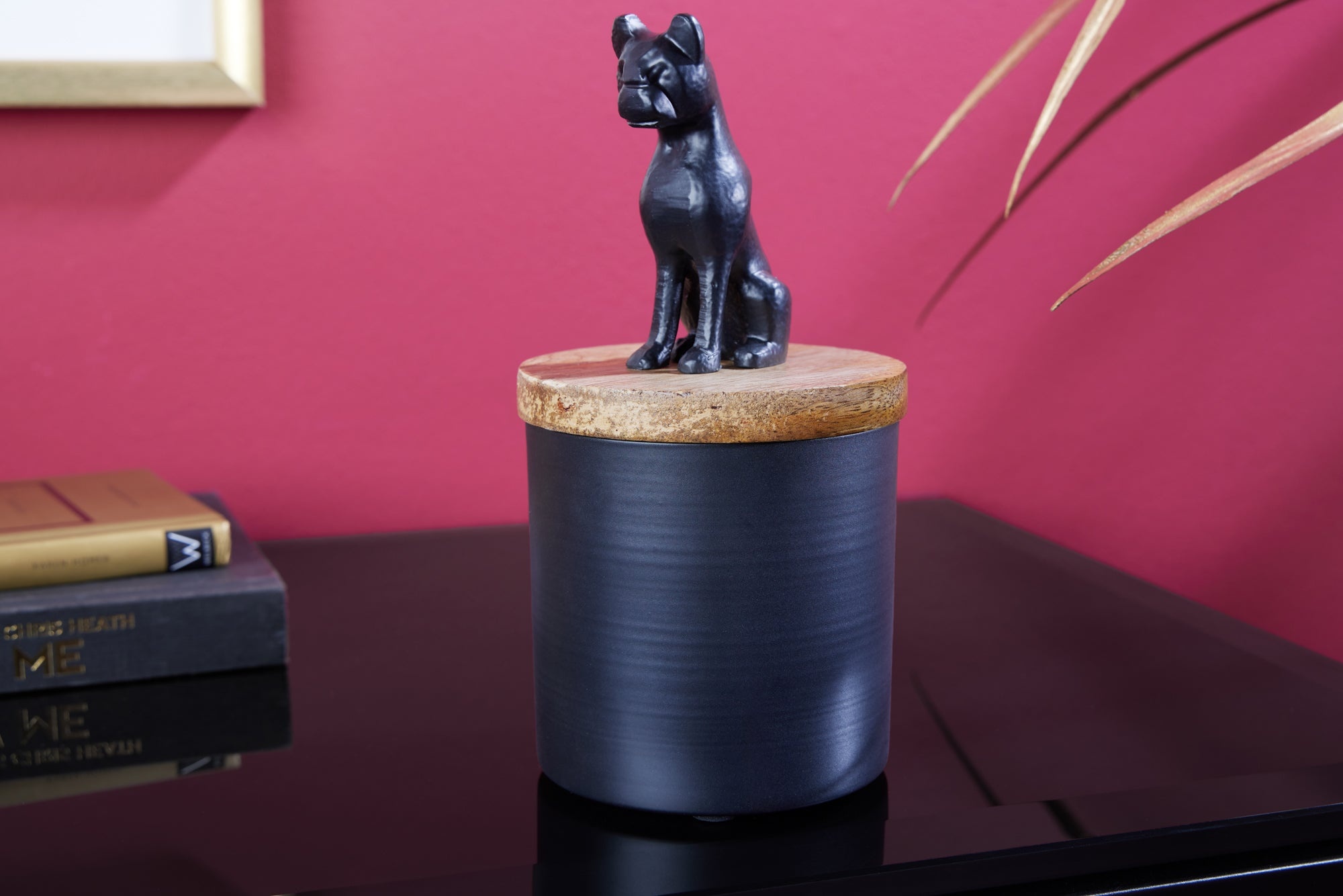 Design Tin PANTHER 20cm Zwart Natuurlijk Mango Hout Panter Beeldje Metalen Decoratie - 43949 afbeelding