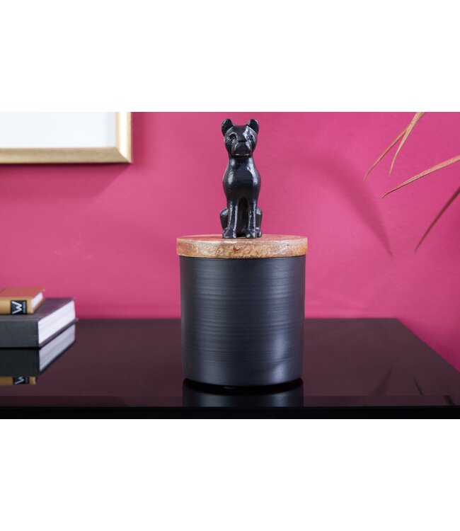 Invicta Interior Design Tin PANTHER 20cm Zwart Natuurlijk Mango Hout Panter Beeldje Metalen Decoratie - 43949