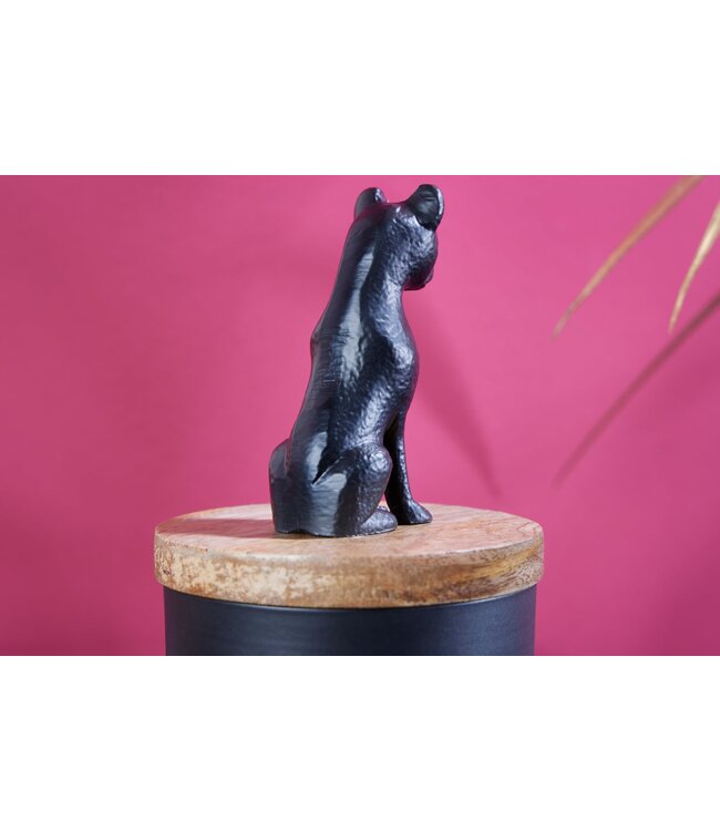 Invicta Interior Design Tin PANTHER 20cm Zwart Natuurlijk Mango Hout Panter Beeldje Metalen Decoratie - 43949