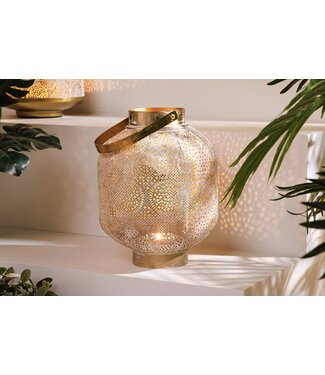 Invicta Interior Deco lantaarn ORIENT 25cm goud metaal met patina handgemaakte lantaarn - 43832