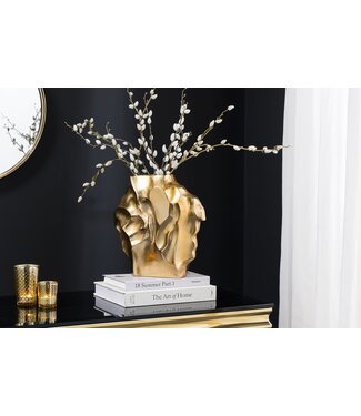 Invicta Interior Handgemaakte vaas LIQUID 25cm goud metaal gehamerd design - 44878