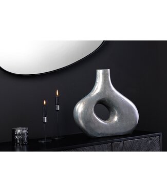 Invicta Interior Handgemaakte vaas RING 30cm donkergrijs metalen decoratie bloemenvaas - 44864