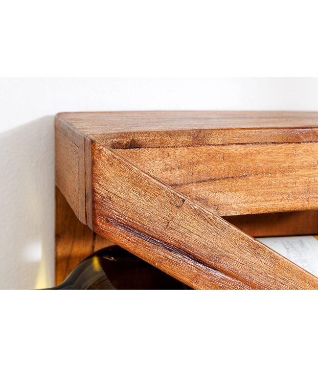 Invicta Interior Massief wijnrek MAKASSAR 80 cm gerecycled teakhout voor 5 flessen Wandrek - 45069