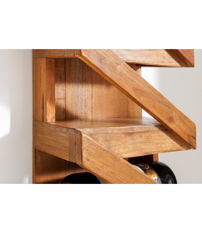 Invicta Interior Massief wijnrek MAKASSAR 80 cm gerecycled teakhout voor 5 flessen Wandrek - 45069