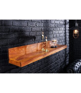 Invicta Interior Massives Wandregal MAKASSAR 80cm braun Sheeshamholz stone finish handmade - 44744