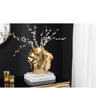 Invicta Interior Handgemaakte vaas LIQUID 30cm goud metaal gehamerd design - 44876