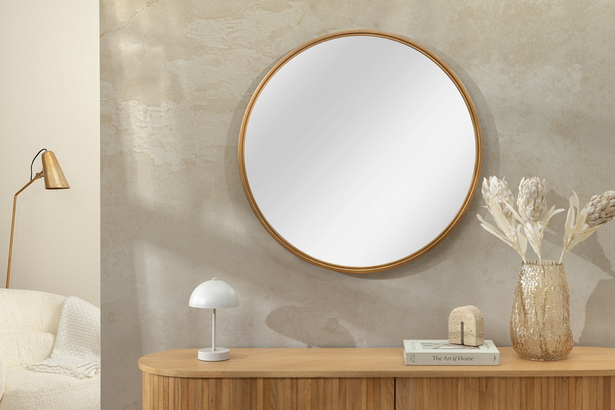 Ronde wandspiegel PORTRAIT 60cm goud ijzer handgemaakt - 46096 afbeelding
