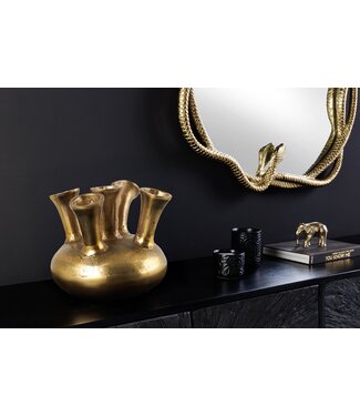 Invicta Interior Handgemaakte vaas KIYA 25cm goud met vijf openingen bloemenvaas - 44862
